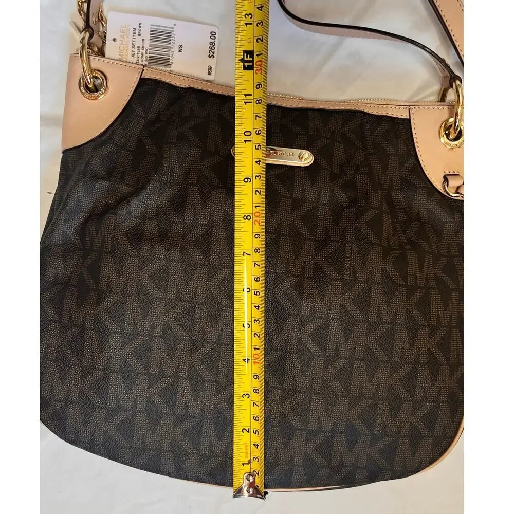 Michael Kors Jet Set  Large Brown Signature Convertible Messenger Cross-body Bag - Picture 14 of 16
